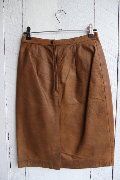 Vintage Tip Top Brown Leather Skirt - as is