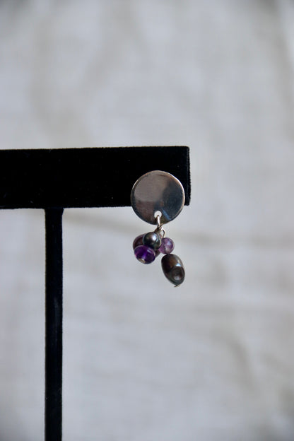 Sterling Silver Purple Bead Earrings