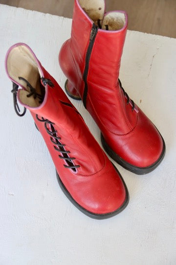 John Fluevog "Lover" Red Heeled Boots
