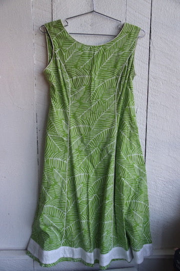 Vintage Dick and Jane Los Angeles Green and White A Line Dress - S