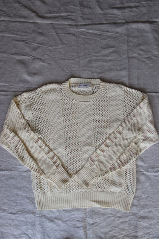 Ron Chereskin White Cotton Knit Sweater