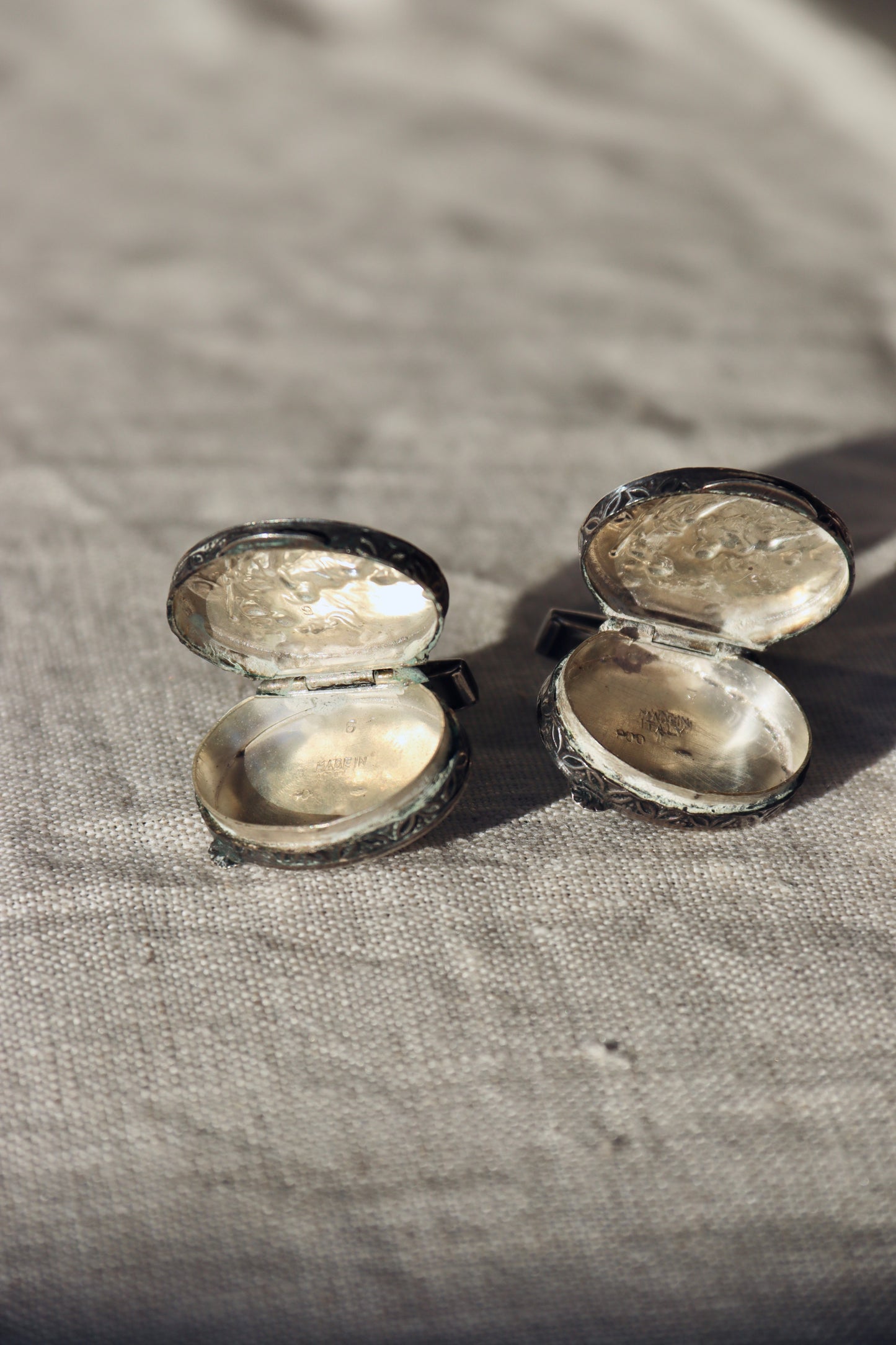Vintage 800 Silver Cartship Compartment Cufflinks