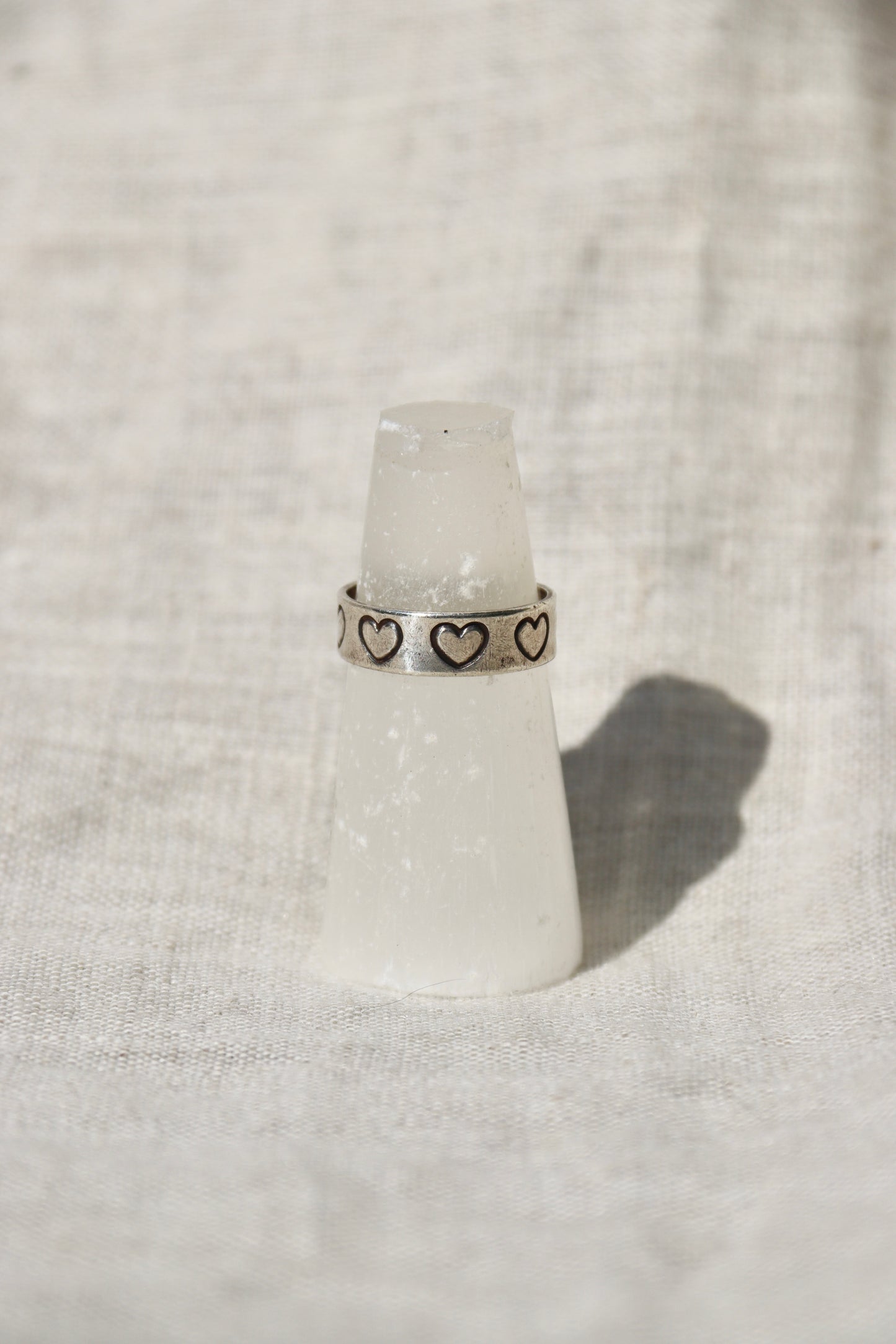 sterling silver engraved heart eternity band ring