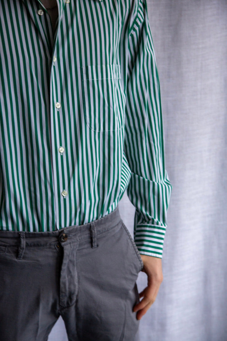Maus & Hoffman Green Striped Button Down Dress Shirt