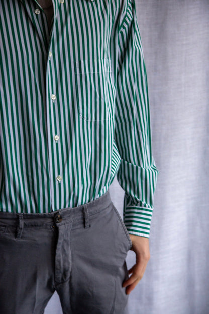 Maus & Hoffman Green Striped Button Down Dress Shirt