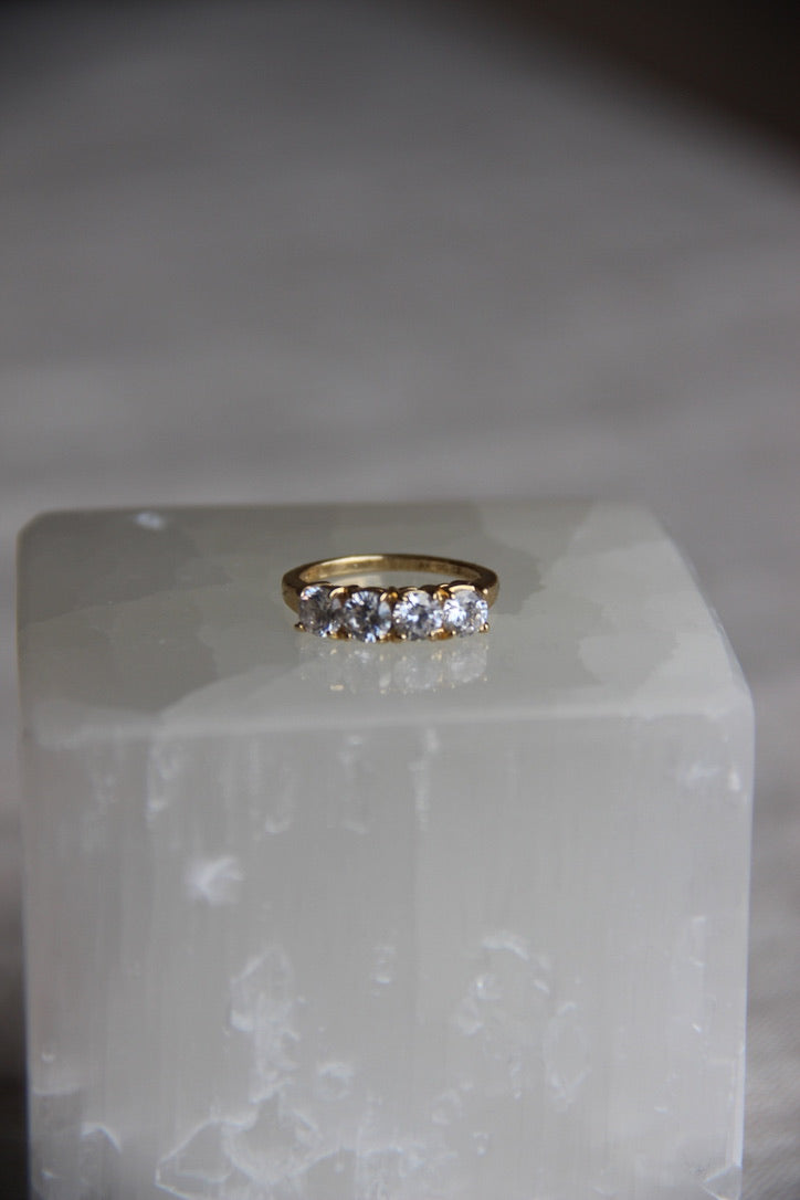 Cubic Zirconia Four Stone Ring - 14K