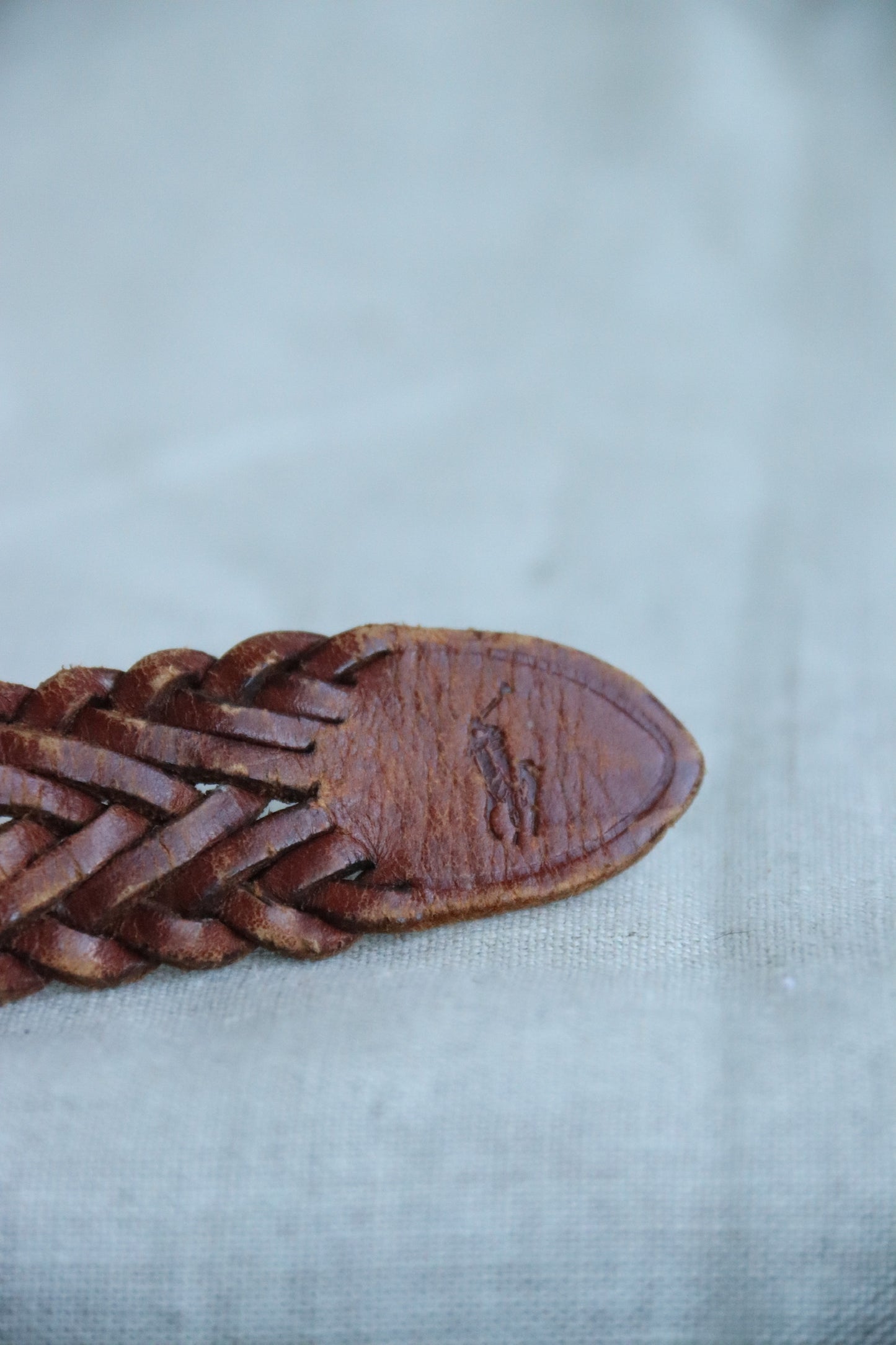 Vintage Ralph Lauren Brown Braided Leather Belt with Solid Brass Buckle