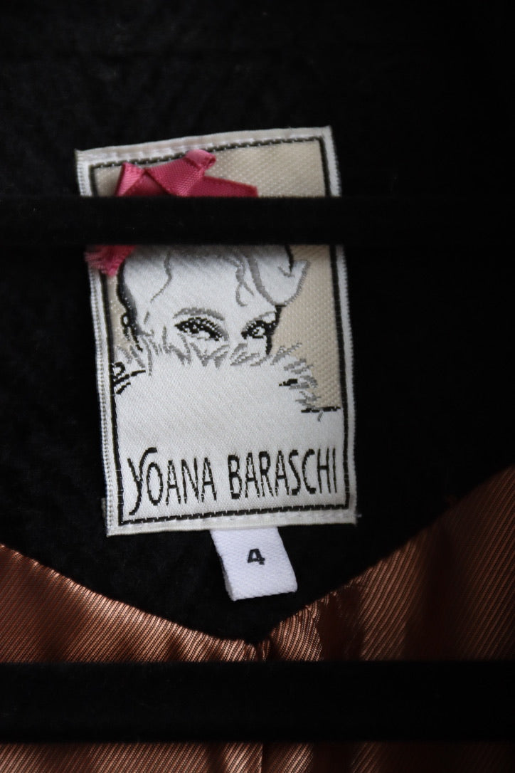 Vintage Yoana Baraschi Black Wool Wrap Coat