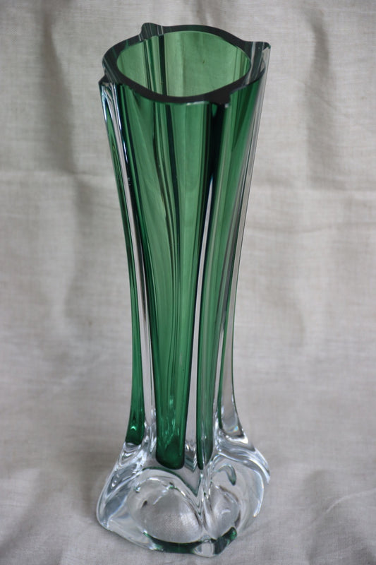 Green Fluted Glass Vase