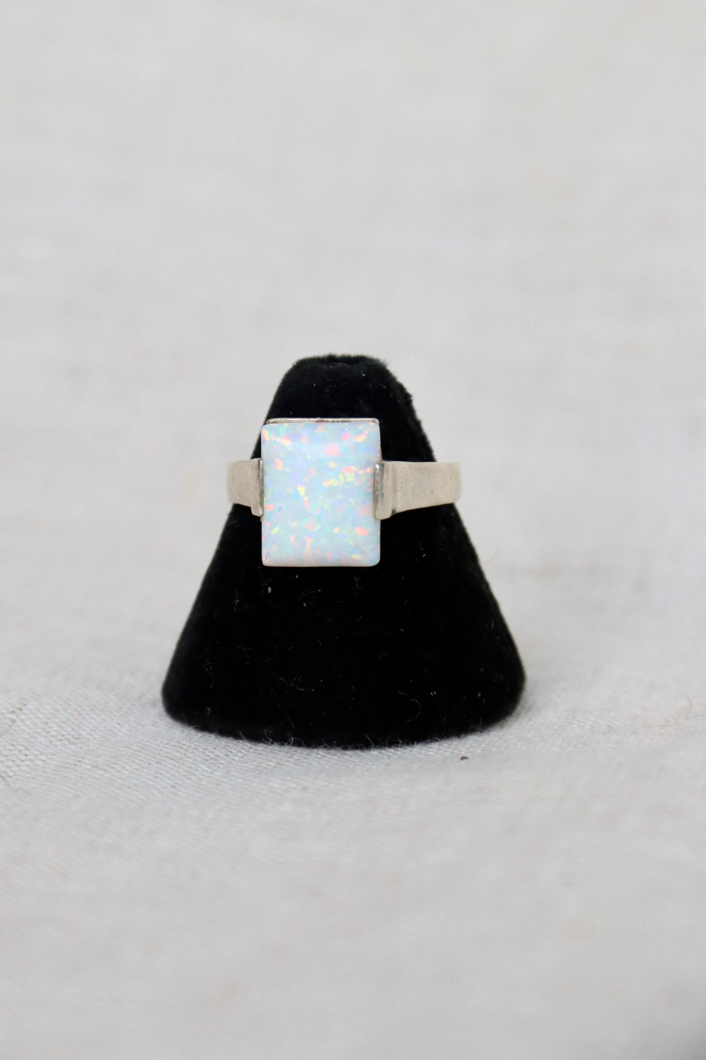 Sterling Silver ring with white opal