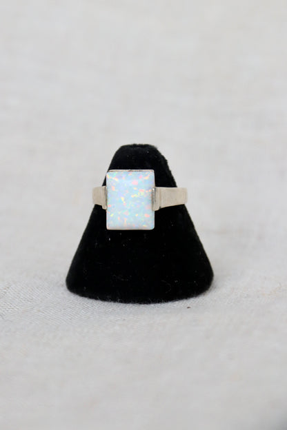 Sterling Silver ring with white opal