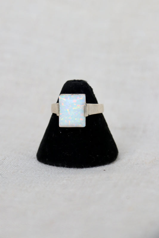 Sterling Silver ring with white opal