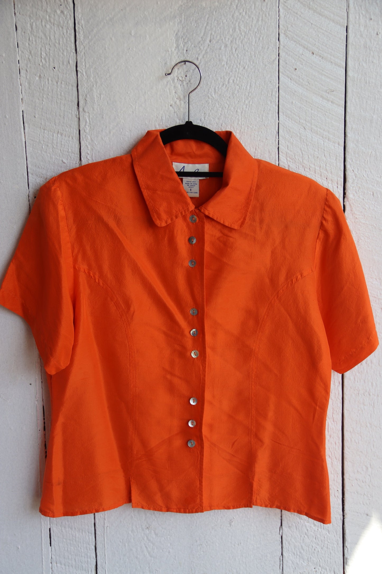 Anne Larson Orange Silk Top