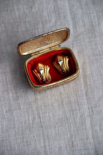 Gold Clip On Earrings with Box