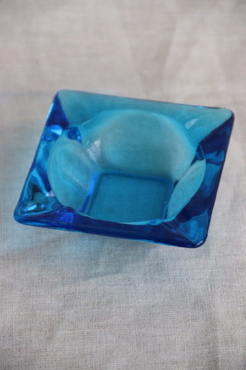 Blue Glass Ash Tray