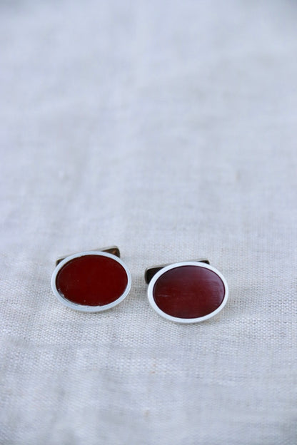 Sterling Silver Finnish Cufflinks with Carnelian