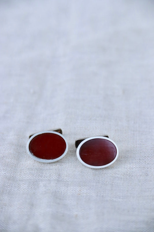 Sterling Silver Finnish Cufflinks with Carnelian