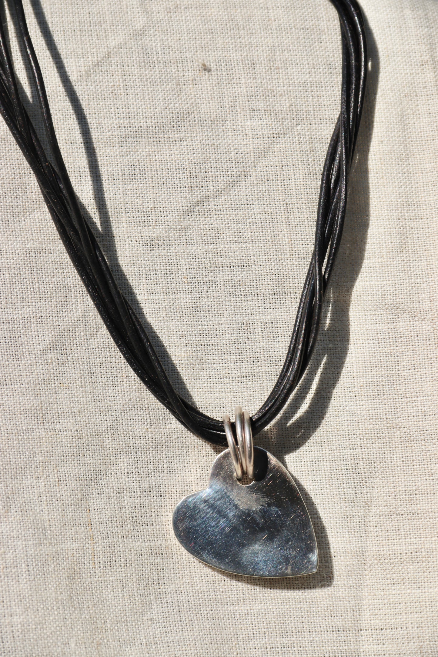 Leather Cord and Sterling Silver Heart Necklace