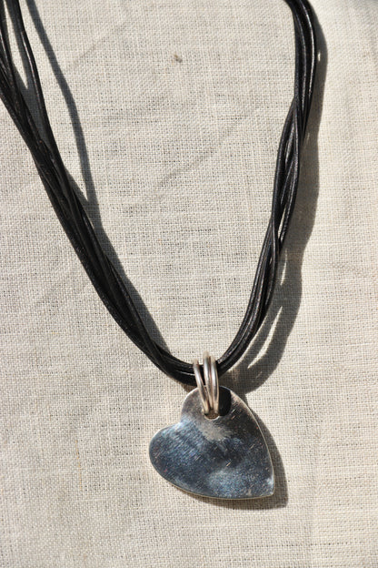 Leather Cord and Sterling Silver Heart Necklace