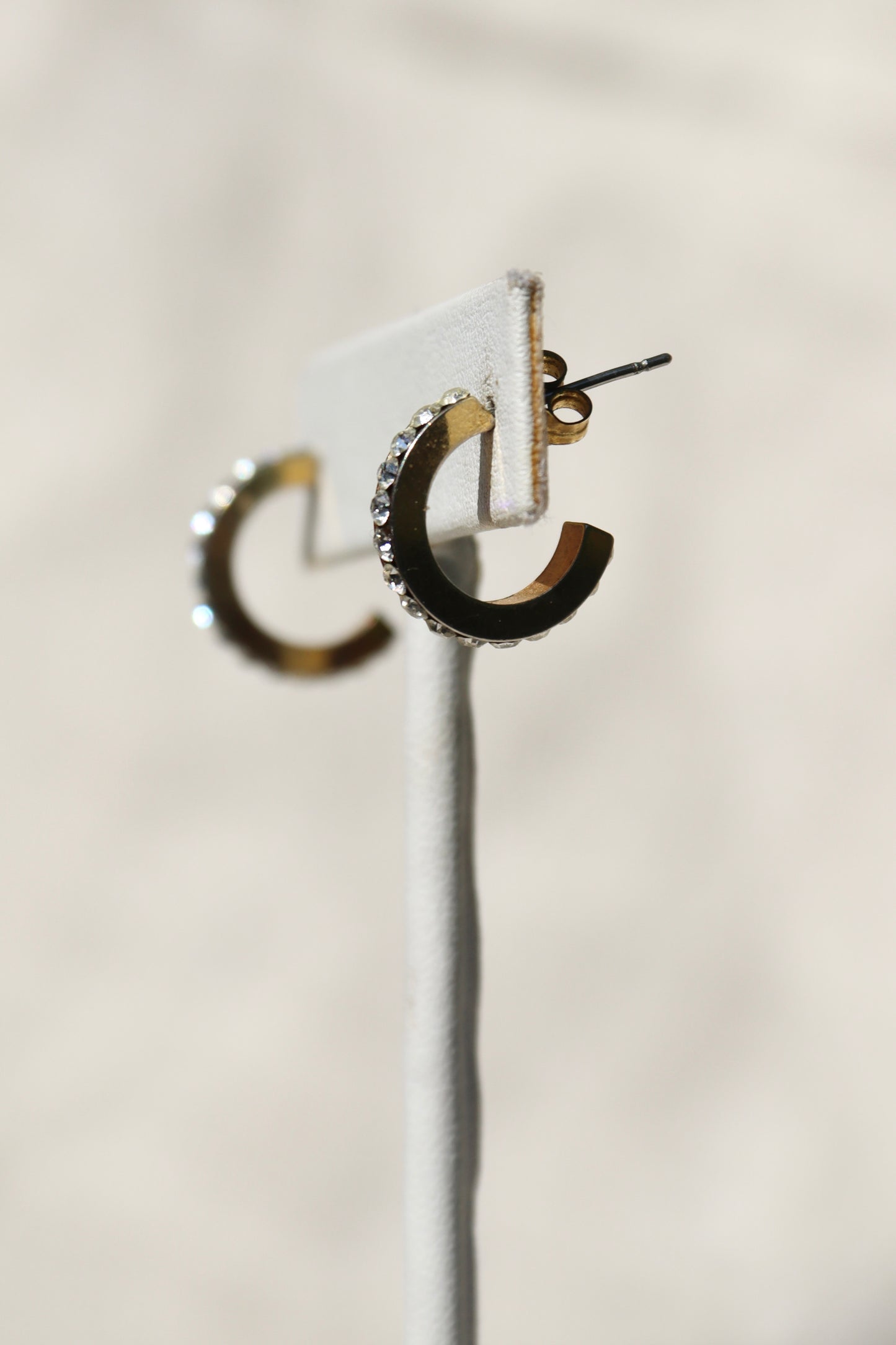 rhinestone gold tone hoop earrings