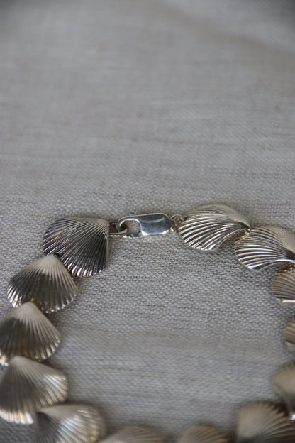 Sterling Silver Shell Bracelet and Earrings Set