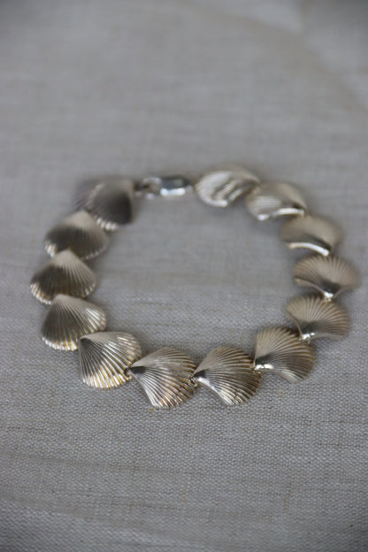 Sterling Silver Shell Bracelet and Earrings Set