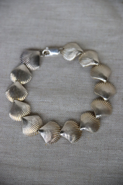 Sterling Silver Shell Bracelet and Earrings Set