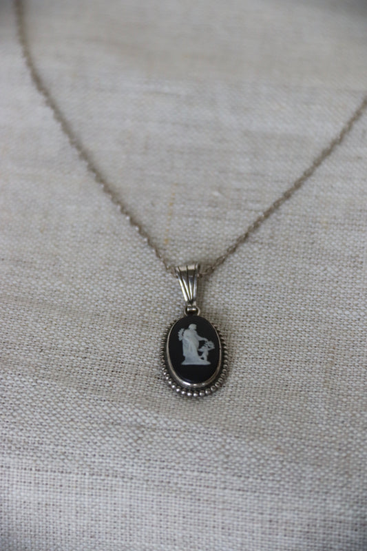Sterling Silver Jasperware Cameo Necklace