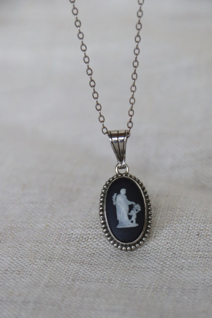 Sterling Silver Jasperware Cameo Necklace