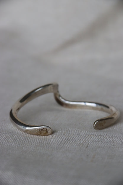 Set of Two Sterling Silver Wave Cuff Bracelets