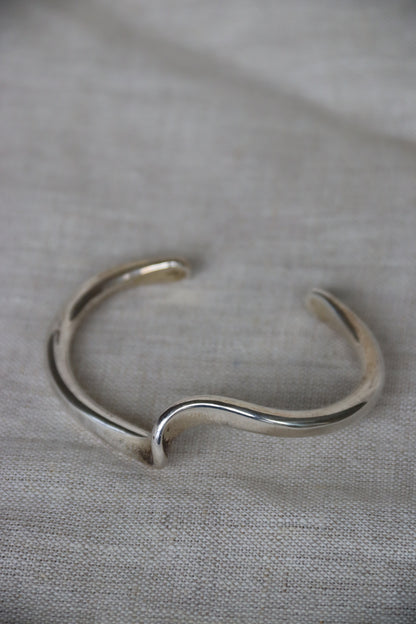 Set of Two Sterling Silver Wave Cuff Bracelets