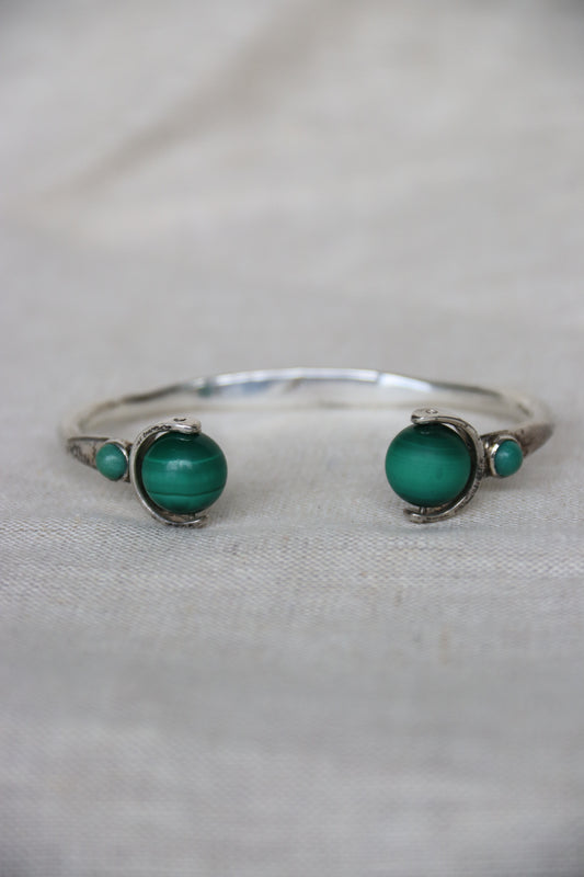 Sterling Silver, Malachite and Turquoise Bracelet