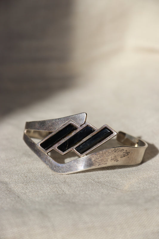 Sterling Silver Obsidian Bracelet