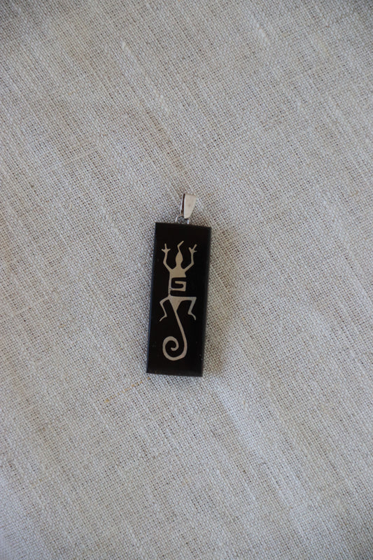 Sterling Silver Wooden Lizard Pendant