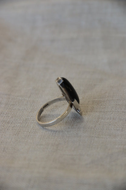 Sterling Silver Obsidian Oval Ring