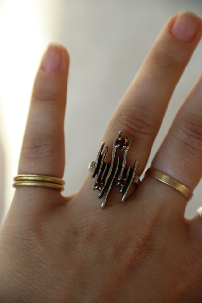 Sterling Silver Garnet Graph Ring