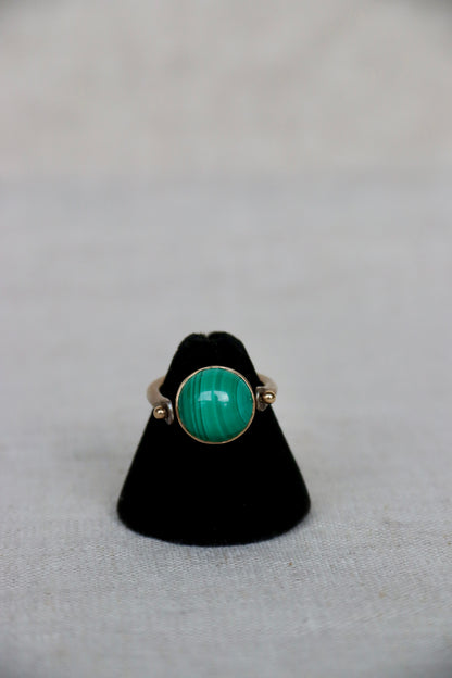 Sterling Silver and 14k Malachite Flip Ring