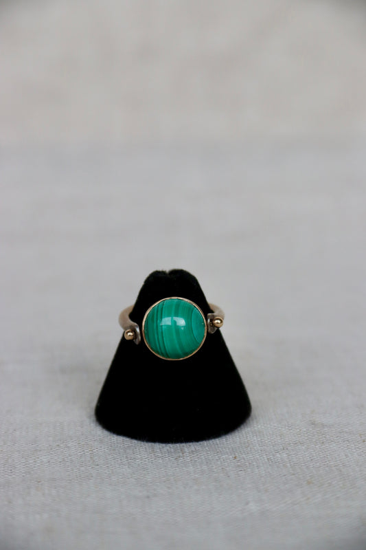 Sterling Silver and 14k Malachite Flip Ring