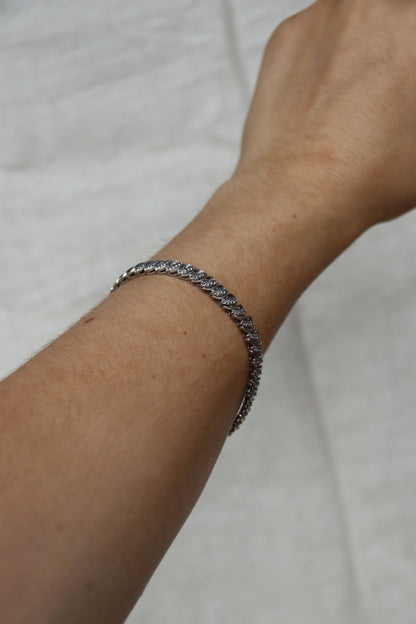 Sterling Silver and Diamond Link Bracelet