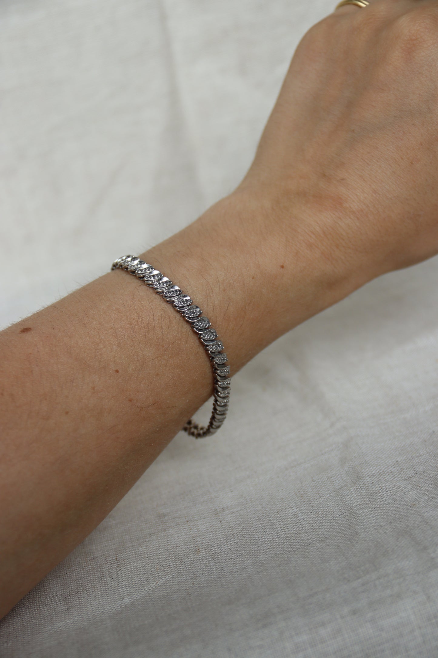 Sterling Silver and Diamond Link Bracelet