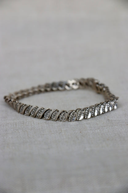 Sterling Silver and Diamond Link Bracelet