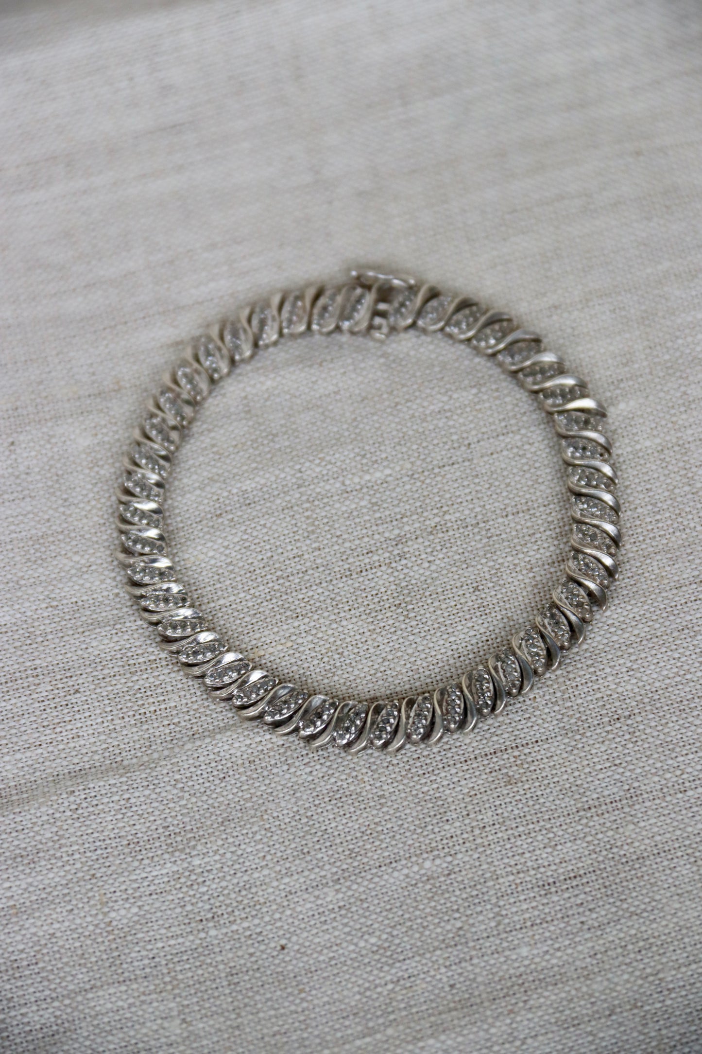 Sterling Silver and Diamond Link Bracelet