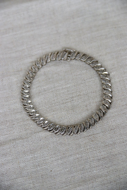 Sterling Silver and Diamond Link Bracelet