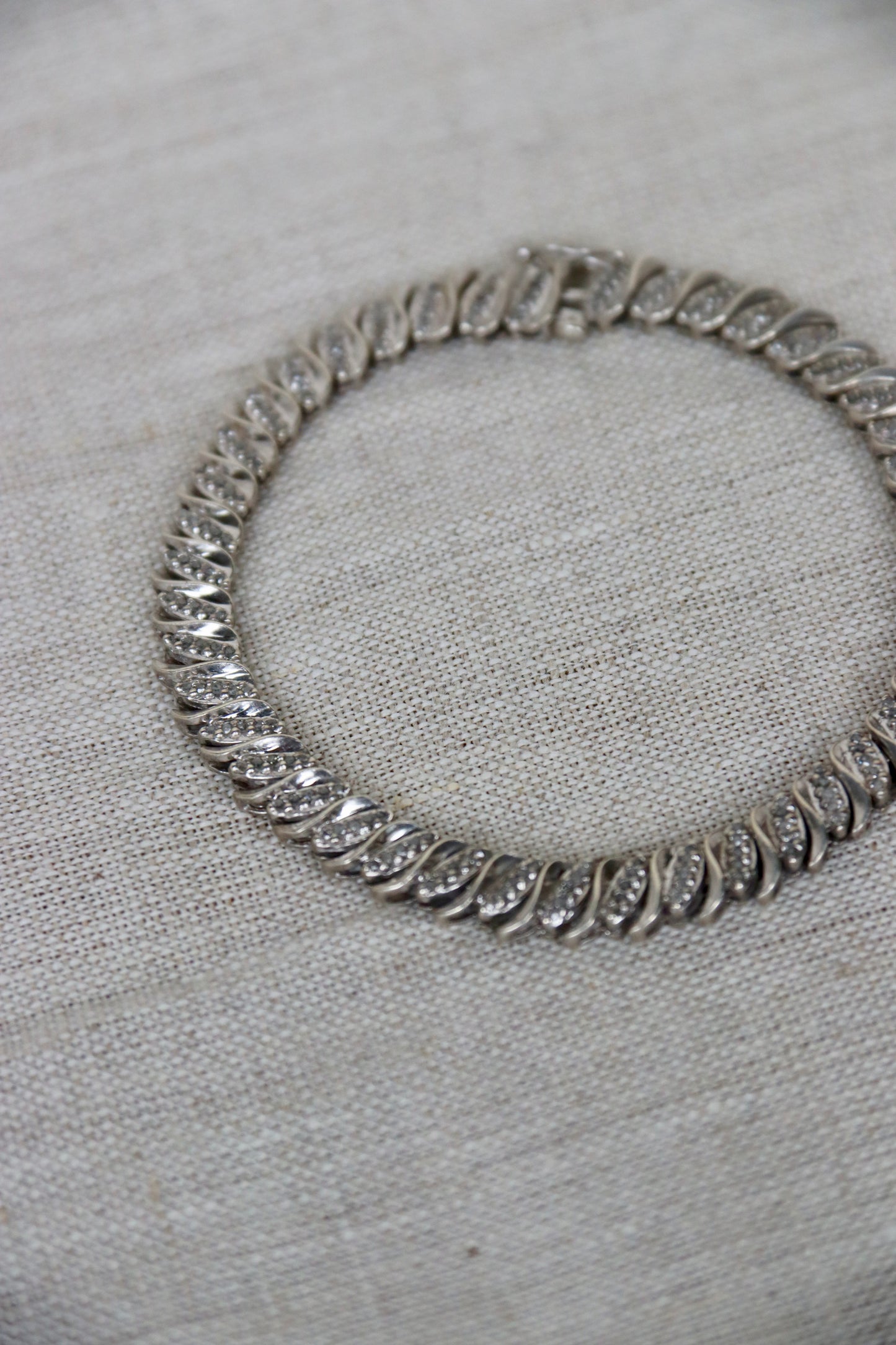 Sterling Silver and Diamond Link Bracelet