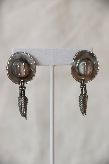 Silver Cowboy Hat Earrings