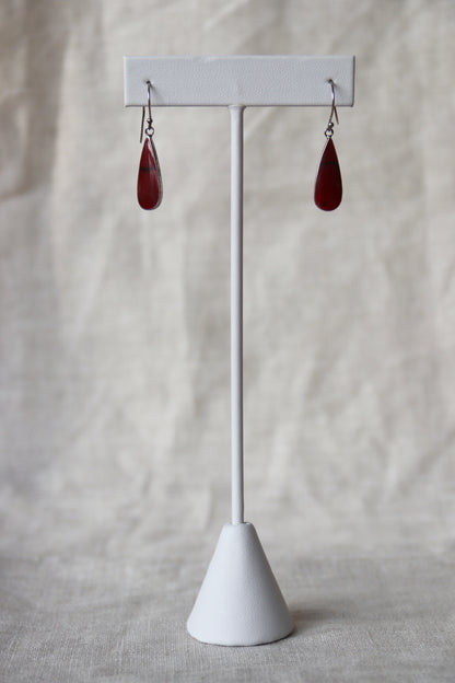 Sterling Silver Red Stone Earrings