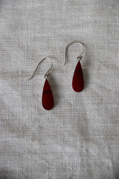 Sterling Silver Red Stone Earrings