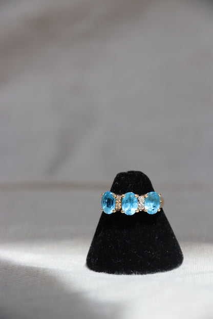 14K Yellow Gold Topaz and Diamond Ring