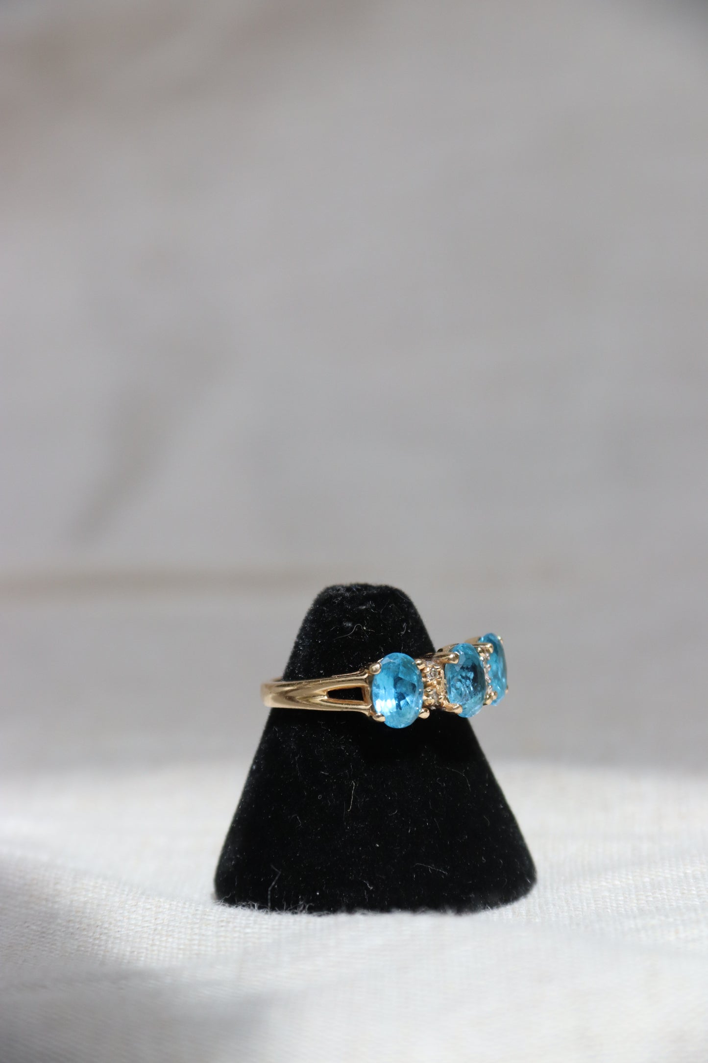14K Yellow Gold Topaz and Diamond Ring