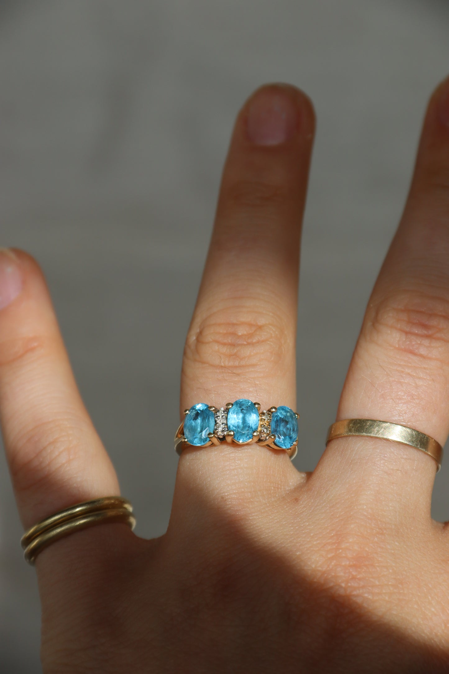 14K Yellow Gold Topaz and Diamond Ring